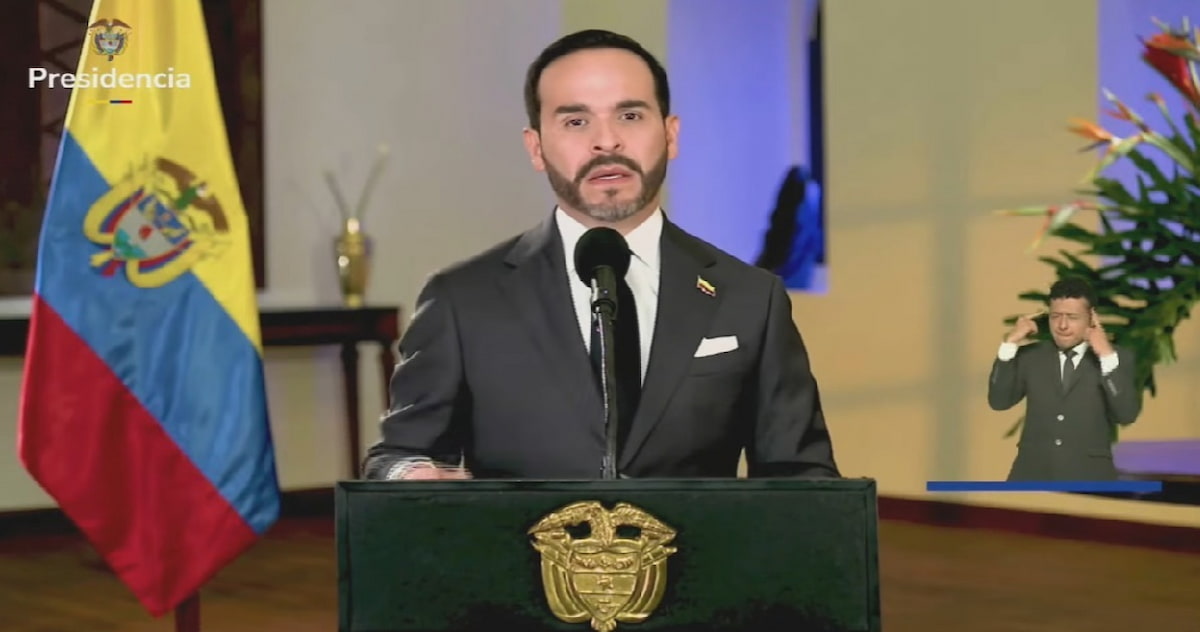 Presidente Abelardo De La Espriella durante alocución sobre emergencia por terremoto en Colombia