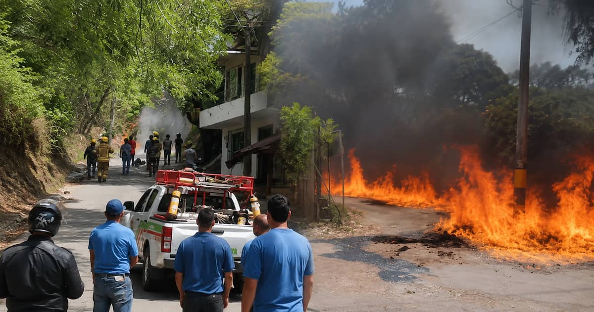 Incendio en zona rural de Girardota, Antioquia, durante emergencia atendida por bomberos del Valle de Aburrá.