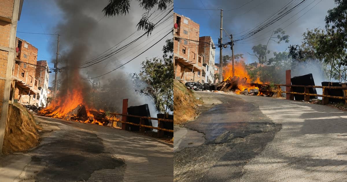 Incendio en el sector La Gabriela de Itagüí con llamas y humo