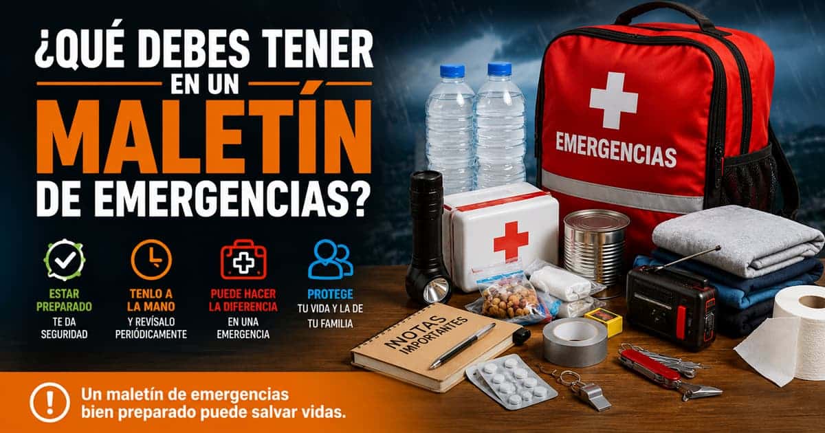 Maletín de emergencias con elementos básicos para preparar el hogar