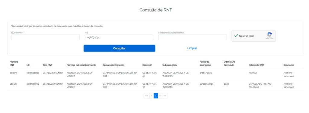 Registro nacional de turismo RNT empresa de turismo soy visible