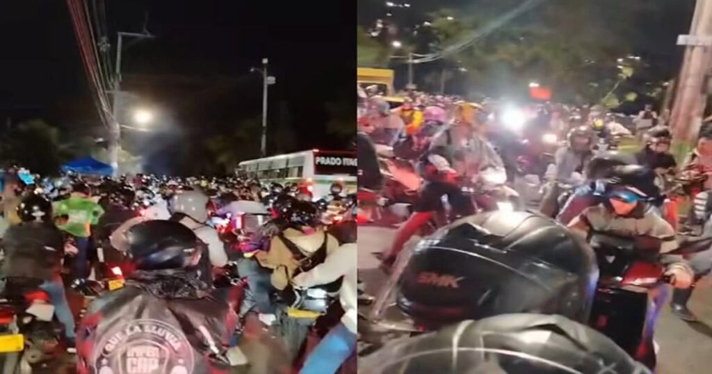 Congestión vehicular en la vía nueva de San Antonio de Prado tras el cierre del puente La Limona.