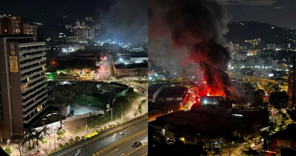 Bomberos atienden un incendio estructural registrado en una zona de bodegas del municipio de Sabaneta.