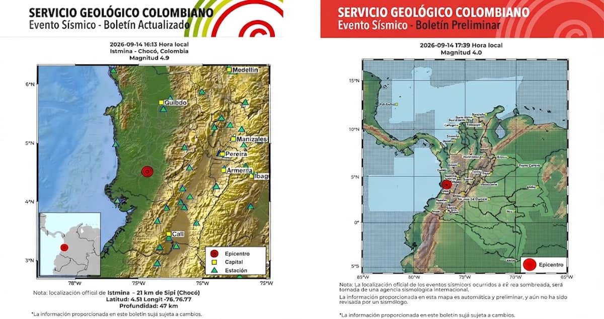 Sismos con epicentro en Istmina, Chocó, fueron sentidos en varias regiones de Colombia