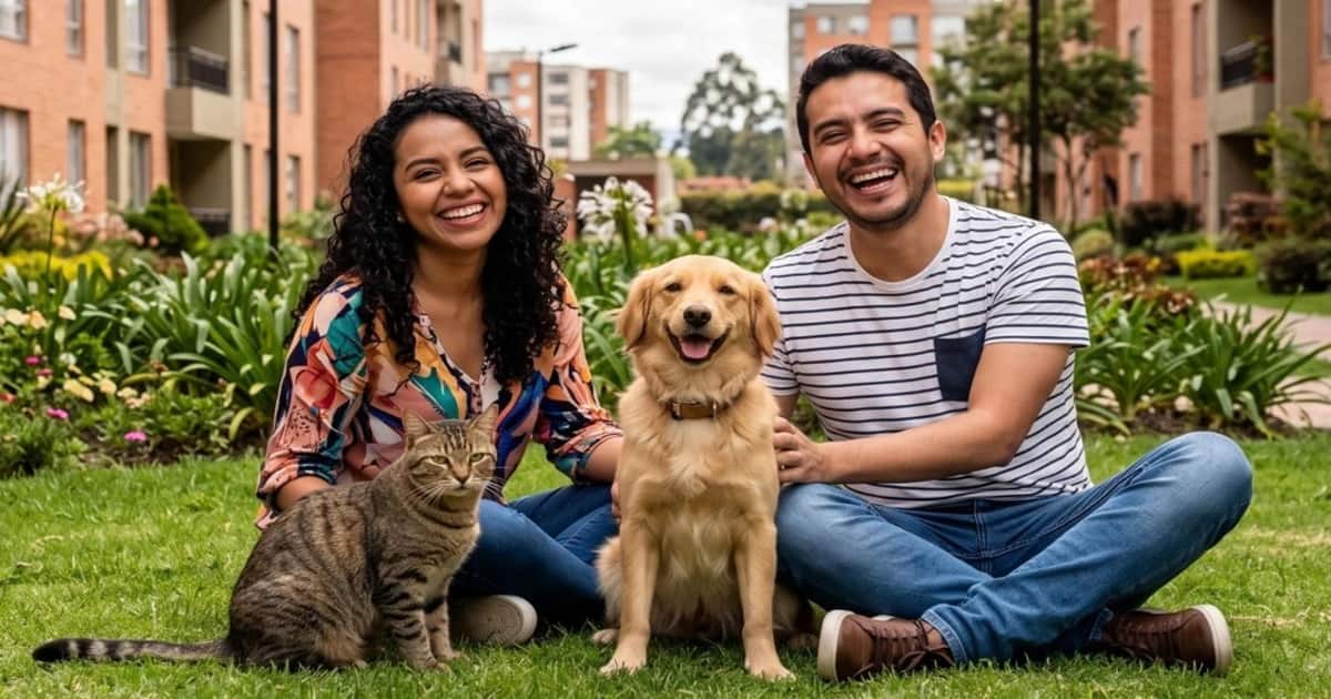 Perro y gato junto a su responsable, imagen ilustrativa sobre identificación digital de mascotas en La Estrella.