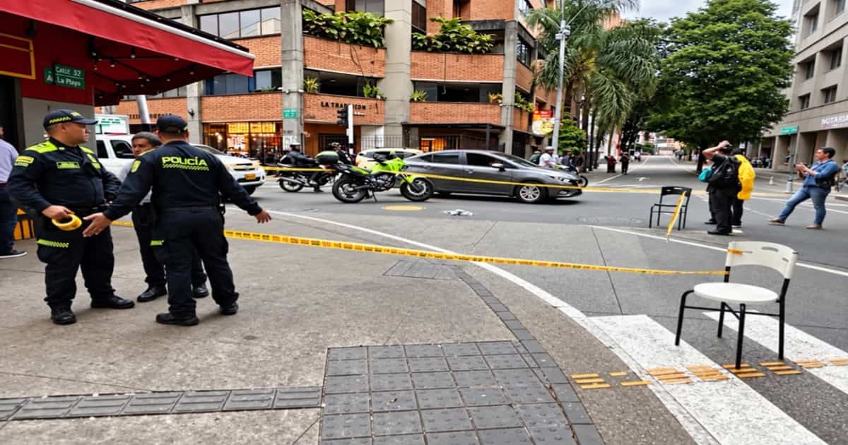 Avenida La Playa en el centro de Medellín, donde se reportó un intercambio de disparos.